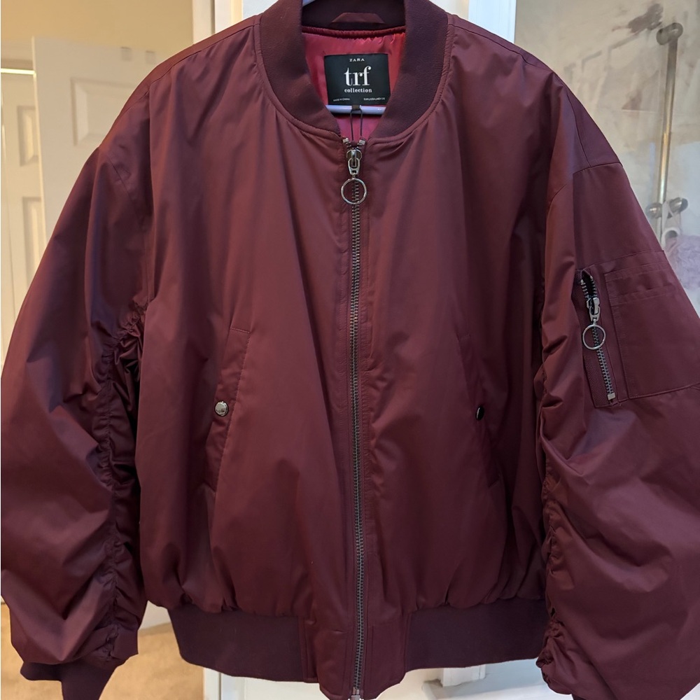 Brand NEW TRF Burgundy Bomber Jacket